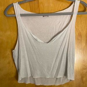 Free People White Ribbed Tank Top